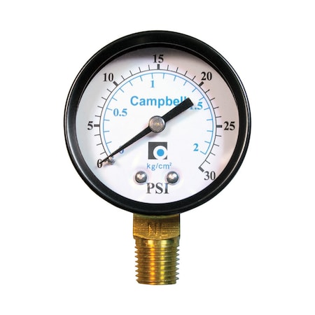 B & K Campbell 2 in. Brass Pressure Gauge 30 psi PG3T-NL